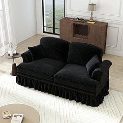 Merax Canapé 2 Places-canapé Modulaire-cantonnière Amovible-en Chenille-noir