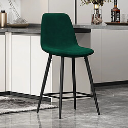 JLC KREATION Tabouret de bar en velours vert BOYANA (lot de 2)