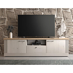 JLC KREATION Meuble TV moderne coloris chêne naturel 210cm YANIS