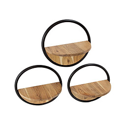 JLC KREATION Lot de 3 étagères murales en bois RYDO