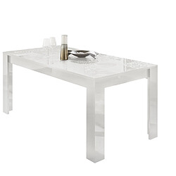 JLC KREATION Table à manger moderne laqué blanc 180cm SARA