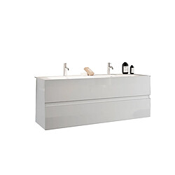 JLC KREATION Meuble suspendu salle de bain blanc + vasque 120 TANIA