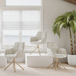 JLC KREATION Chaise de salle à manger en tissu beige pied bois VASKA (lot de 2)