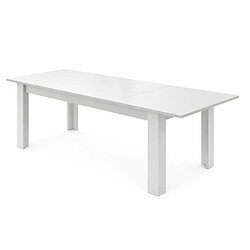 JLC KREATION Table à manger design laqué blanc 137cm + rallonge APHODITE