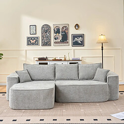 Merax Canapé D'angle-avec Méridienne-assise Profonde XXL-canapé Modulable-en Chenille-gris