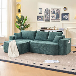 Merax Canapé D'angle-avec Méridienne-assise Profonde XXL-canapé Modulable-en Chenille-vert