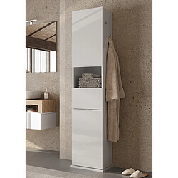JLC KREATION Colonne de salle de bain pivotante avec niche laqué blanc H190cm CALIA