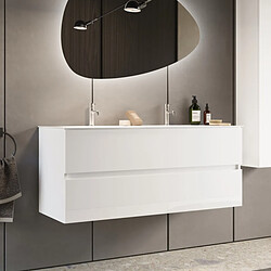 JLC KREATION Meuble suspendu salle de bain blanc + vasque 120 TANIA