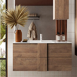 JLC KREATION Meuble suspendu salle de bain en bois + vasque 100cm TERRA