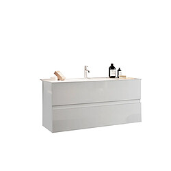JLC KREATION Meuble suspendu salle de bain blanc + vasque 100 TANIA