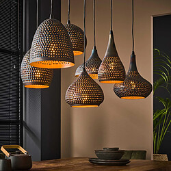 JLC KREATION Suspension industrielle 7 lampes coniques KATE