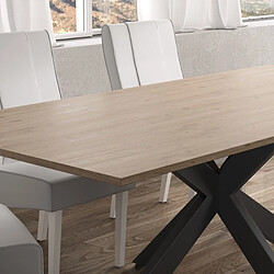 JLC KREATION Table à manger moderne pied central coloris bois 180cm YANIS pas cher