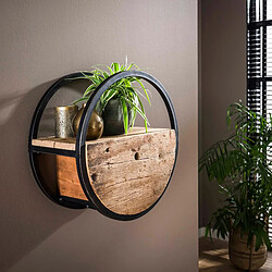 JLC KREATION Étagère murale en bois et métal avec tiroir CERCLO3