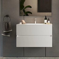 JLC KREATION Meuble suspendu salle de bain blanc + vasque 80 TANIA