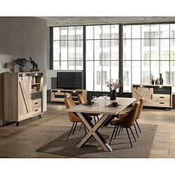 Acheter JLC KREATION Buffet industriel décor chêne clair 2 portes avec LED COSTA