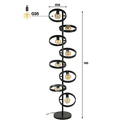 JLC KREATION Lampadaire design industriel en métal avec anneaux ERVO 2 pas cher