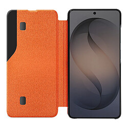 Avizar Étui Clapet pour Galaxy S26 Conception Bi-Matière avec Fonction Support Orange pas cher