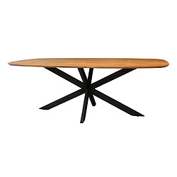 JLC KREATION Table à manger ovale en bois avec pied central DARTUS 2