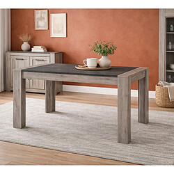 JLC KREATION Table à manger moderne rectangle chêne gris MAYA