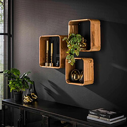 JLC KREATION Étagère murale en bois d'acacia massif RIKA (lot de 3)