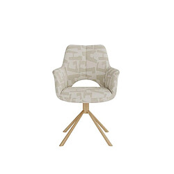 JLC KREATION Chaise de salle à manger en tissu beige pied bois VASKA (lot de 2)
