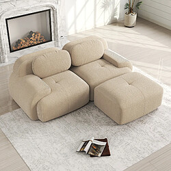 Merax Canapé Modulable 2 Places-canapé Compressé-canapé D'angle Relax-avec 1 Repose-pieds-beige