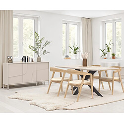 Avis JLC KREATION Table à manger moderne pied central coloris beige 180cm EROS