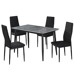 JLC KREATION Ensemble table à manger 120cm avec 4 chaises noires OSKAR