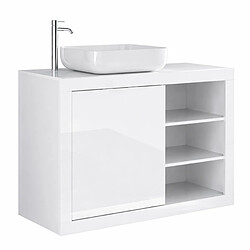 JLC KREATION Meuble salle de bain moderne avec porte + vasque L 110 CALIA