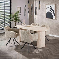 Avis JLC KREATION Table à manger ovale avec plateau céramique travertin ALINE