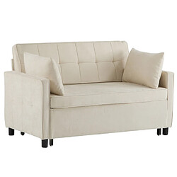 Merax Canapé-lit 2 Places-dossier Réglable-tissu Chenille-canapé De -canapé Convertible-beige pas cher