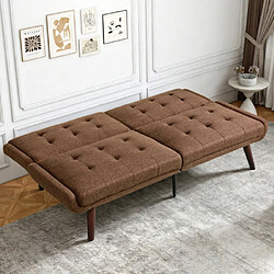 Merax Canapé-lit Futon Pliable-avec Dossier Réglable 5 Positions-canapé 2 Places-marron