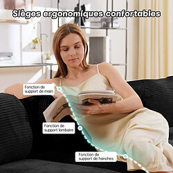 Merax Canapé Modulable 3 Places-canapé Compressé-canapé Relax-salon-en Velours Côtelé-noir
