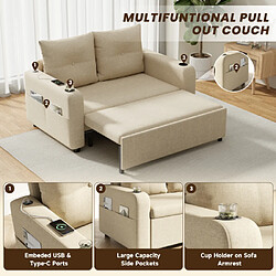 Merax Canapé-lit 3 En 1, Convertible En Lit-coussins Et Port USB-beige pas cher
