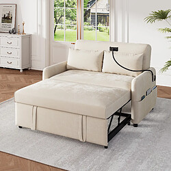 Merax Canapé Convertible - Canapé Lit 2 Places - Ubs - 129x163x81cm - Beige