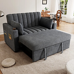 Merax Canapé Convertible - Canapé Lit 2 Places - Avec Porte-gobelet - 136x162x84cm - Gris
