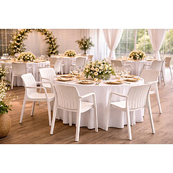 Acheter Pegane Lot de 6 chaises de jardin avec accoudoirs coloris Blanc