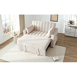 Merax Canapé Convertible - Canapé Lit 2 Places - Avec Porte-gobelet - 136x162x84cm - Beige