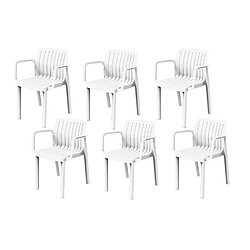 Avis Pegane Lot de 6 chaises de jardin avec accoudoirs coloris Blanc