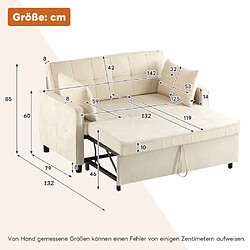 Acheter Merax Canapé-lit 2 Places-dossier Réglable-tissu Chenille-canapé De -canapé Convertible-beige