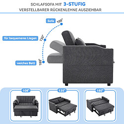 Merax Canapé Convertible - Canapé Lit 2 Places - Avec Porte-gobelet - 136x162x84cm - Gris