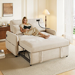 Merax Canapé Convertible - Canapé Lit 2 Places - Ubs - 129x163x81cm - Beige