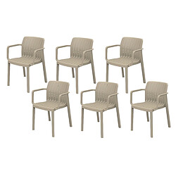 Avis Pegane Lot de 6 chaises de jardin avec accoudoirs coloris Taupe