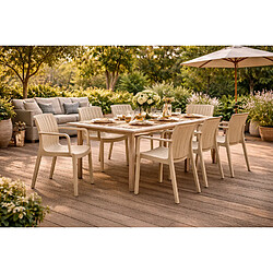 Acheter Pegane Lot de 6 chaises de jardin avec accoudoirs coloris Taupe