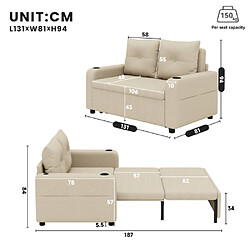 Acheter Merax Canapé-lit 3 En 1, Convertible En Lit-coussins Et Port USB-beige