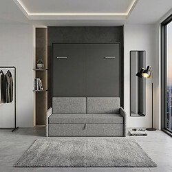Inside 75 Canapé pour lit escamotable vertical MULTIMO 160x200cm tissu tweed gris