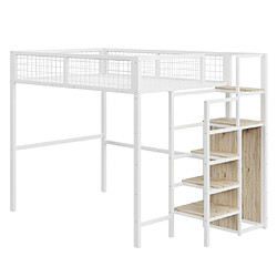 Acheter modfu Lit mezzanine 140x200 cm, en métal, blanc
