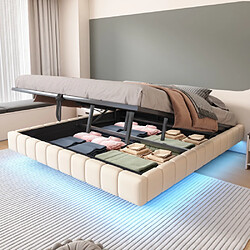modfu Lit coffre 180x200 cm avec LED, en lin, beige