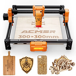 Graveur laser ACMER S2 7W, adapté à la gravure et à la découpe du bois, du cuir et de l'acrylique pour les projets de bricolage (300 x 300 mm)
