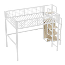 modfu Lit mezzanine 140x200 cm, en métal, blanc pas cher